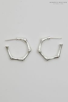 Simply Silver Sterling Silver Tone 925 Bamboo Hoop Earrings (Q95884) | SGD 77