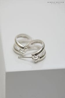 Simply Silver Sterling Silver Tone 925 Double Row Small Hoop Earrings (Q95904) | $66