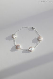 Simply Silver Coin Pearl Bracelet