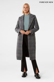 Forever New Grey Archie Fitted Check Coat (Q95937) | €198