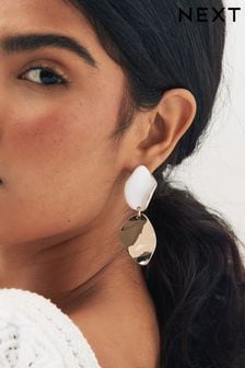 White and Gold Folded Molten Earrings Made With Recycled Metal (Q95984) | €15