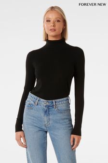 Forever New Black Sarah Layering Roll Neck Knit Top (Q96130) | €70