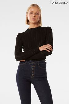 Forever New Black Natalie Embellished Knit Top (Q96139) | €114