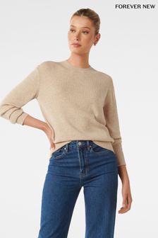 Forever New Nude Pippa Crew Neck Essential Knit Jumper (Q96160) | kr1 010