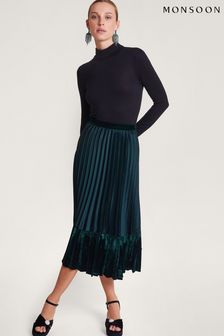 Monsoon Green Brielle Pleated Midi Skirt (Q96302) | €40