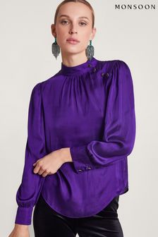 Пурпурная атласная блузка Monsoon Holly (Q96305) | €39