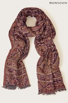 Monsoon Gold Paisley Sequin Scarf (Q96311) | kr730