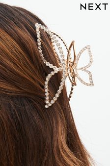 Gold Tone Butterfly Sparkle Hair Claw (Q96358) | $16