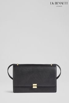 LK Bennett Black Ottie Vegan Leather Shoulder Bag (Q96390) | $341