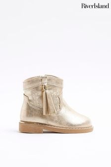 River Island Gold Girls Tassel Western Boots (Q96442) | HK$329