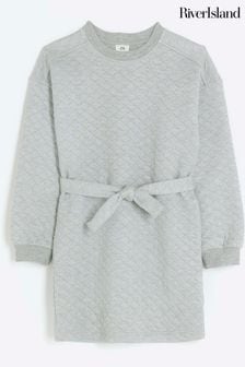 Rochie tip pulover matlasată pentru fete River Island Gri (Q96447) | 131 LEI