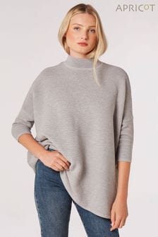 Apricot Silver Ribbed Oversized Mock Neck Jumper (Q96459) | ￥6,170