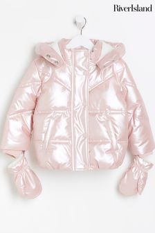 River Island Pink Girls Mittens Coat (Q96469) | €26