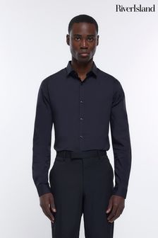 River Island Black Slim Fit Long Sleeve Shirt (Q96490) | €33