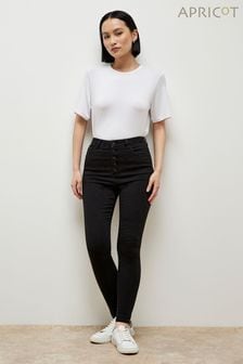 Apricot Black Anna Button Detail Skinny Jeans (Q96495) | $92