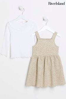 River Island Brown Girls Animal Pinny Dress (Q96498) | kr400