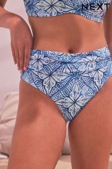 Blue/White Tile Roll Top Bikini Bottoms (Q96571) | kr185