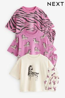 Purple Zebra Joggers Pyjamas 3 Pack (3-16yrs) (Q96605) | €41 - €52