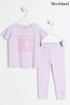 River Island Purple Girls Happiness T-Shirt Set (Q96610) | €17.50