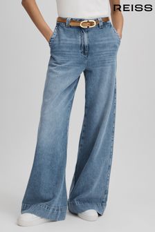 Reiss Olivia Wide Leg Contrast Stitch Jeans