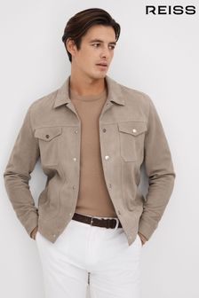 Бежевый - Замшевая рубашка с двумя карманами Reiss Nico (Q96623) | €606