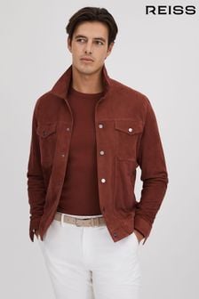Рыжий - Замшевая рубашка с двумя карманами Reiss Nico (Q96647) | €606