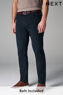 Belted Soft Touch 5 Pocket Jean Style Trousers