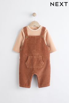 ラストブラウン - Baby Cord 100% Cotton Dungarees And Bodysuit Set (0mths-2yrs) (Q96669) | ￥3,690 - ￥4,080