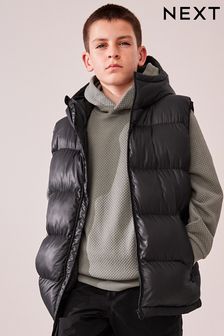 Black Hooded Padded Gilet (3-16yrs) (Q96674) | €37 - €52