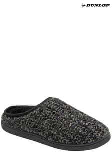 Dunlop Black Mens Kintted Mules Slippers (Q96693) | $28