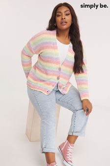 Simply Be Pink Rainbow Ombre Stripe Chenille Cardigan (Q96748) | €16