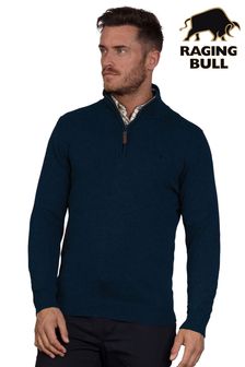 Raging Bull Blue Classic Quarter Zip Knit Jumper (Q96826) | €133