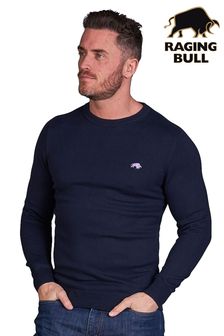 Raging Bull Blue Organic Crew Neck Knit Jumper (Q96846) | €127