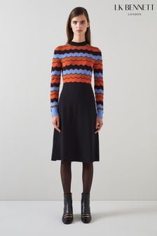 LK Bennett Black Elina Multi-Colour Wavy Knit Dress (Q96937) | ₪ 1,403