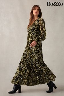 Ro&Zo Natural Soft Leopard V-Neck Midi Dress (Q96951) | 182 €