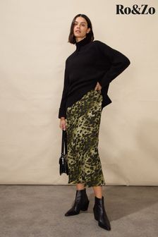 Ro&Zo Natural Soft Leopard Bias Cut Skirt (Q96955) | €112