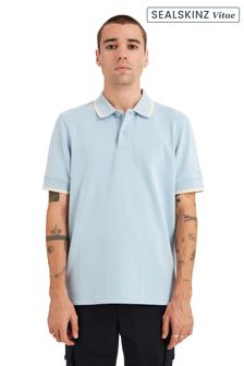 SEALSKINZ Hethersett Light Blue Tipped Collar Polo Shirt