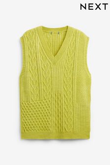 V barvi limete - Pletena majica brez rokavov z motivom krpanke s srcem (Q97047) | €32