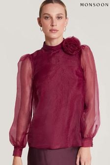 Monsoon Red Romi Corsage Blouse (Q97115) | €44.50
