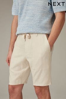 Ecru White Linen Viscose Shorts (Q97122) | AED100