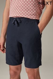 Navy Linen Viscose Shorts (Q97123) | kr390
