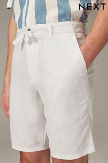 White Linen Viscose Shorts (Q97124) | 119 QAR