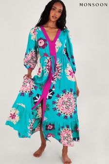 Monsoon Blue Bonita Print Dress (Q97133) | €101