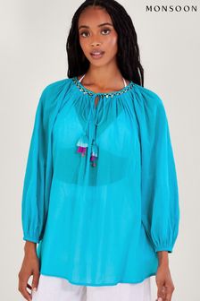 Monsoon Blue Amy Tie Neck Top (Q97141) | AED320