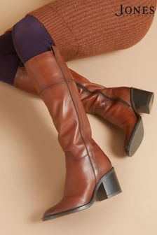 Jones Bootmaker Carmine Leather Knee High Brown Boots (Q97167) | $286