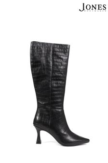 Jones Bootmaker Knee-High Leather Heeled Black Boots (Q97189) | AED887