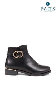 Pavers Black Buckle Detail Ankle Boots (Q97199) | AED250