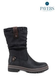 Pavers Casual Mid-Calf Black Boots (Q97204) | $87