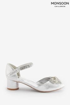 Monsoon Silver Lola Bow Two Part Heels (Q97305) | €46 - €52