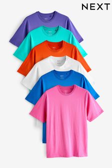 Modra/vijolična/roza/zeleno/bela/oranžna - Klasičen kroj - Komplet 6 majic (Q97335) | €42
